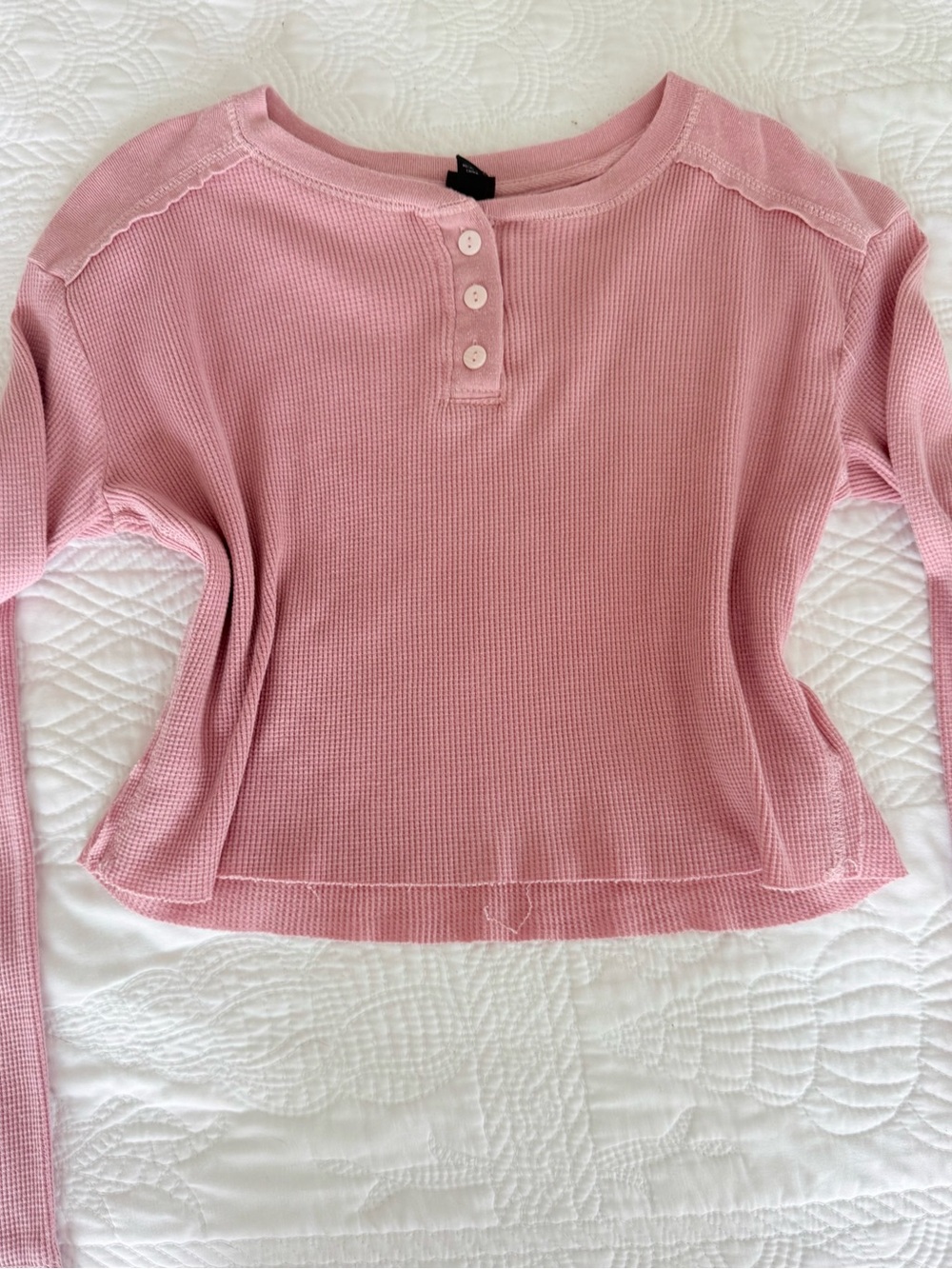 wild fable Pink Waffle Henley Long-Sleeve Top